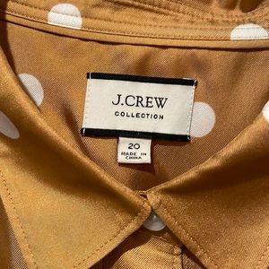 Caramel polka-dot silk J Crew shirt Size 20